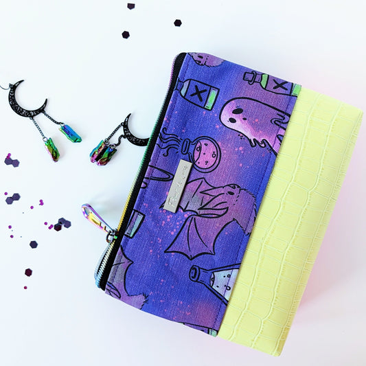 Coffre à crayons 2.0 réversible cuirette rose néon & verte flash : Boo ! Potions