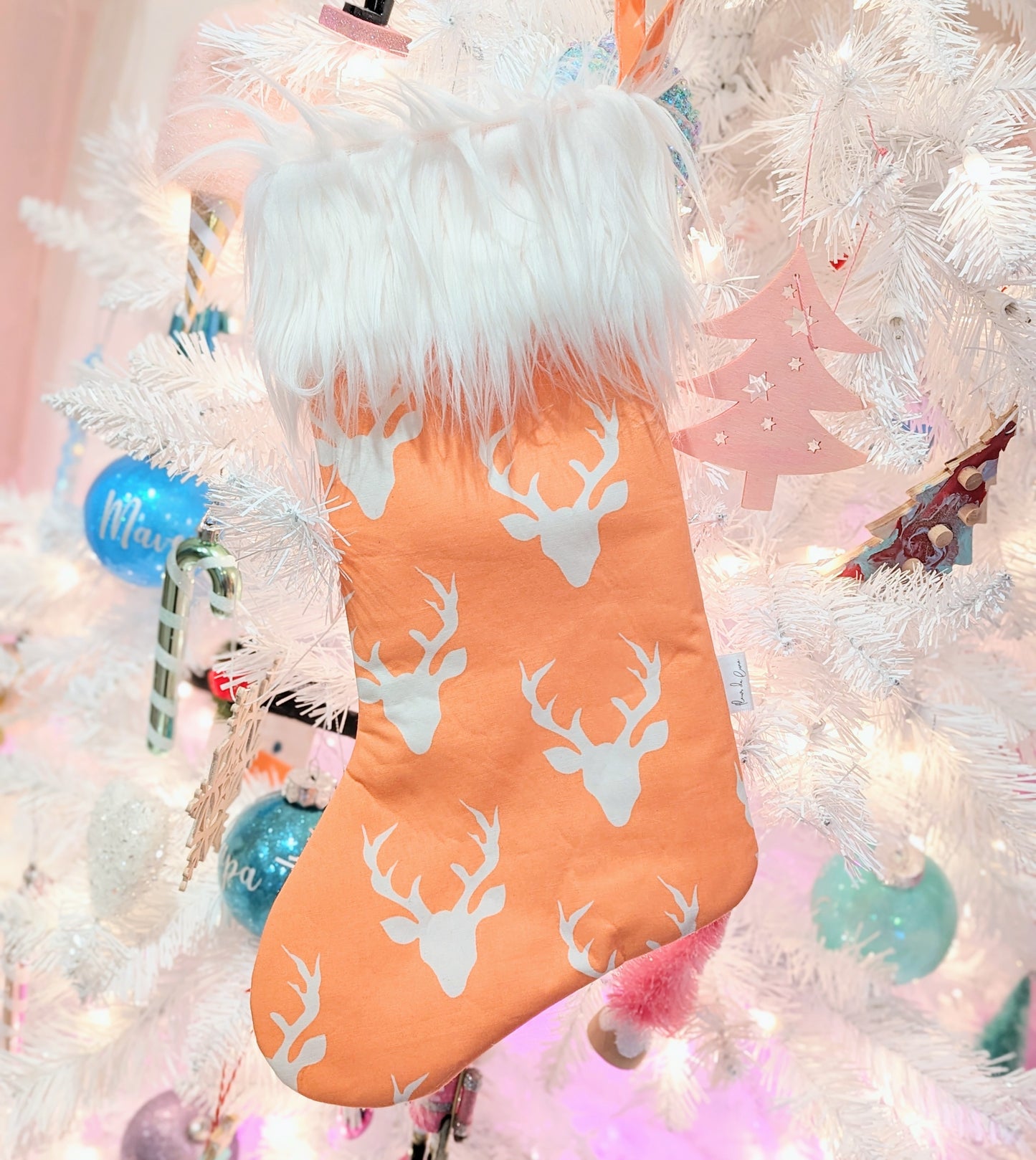 Bas de Noël : Renne Orange