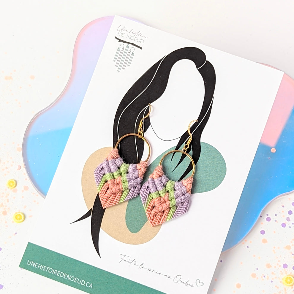 Boucles d'oreilles : Melon lavande tricolore
