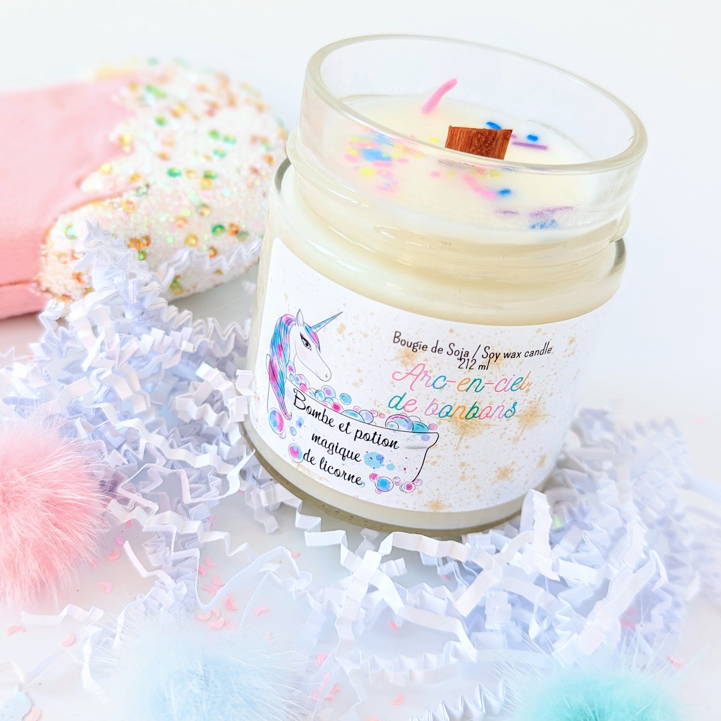 Bougie de soja : Arc-en-ciel de bonbons
