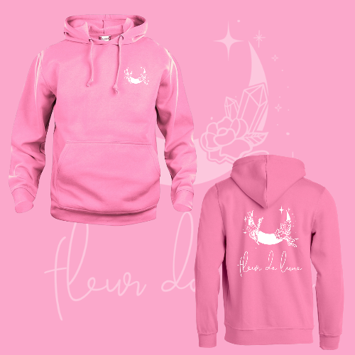 Vêtements FDL (pré-commande) : Hoodie rose logo blanc