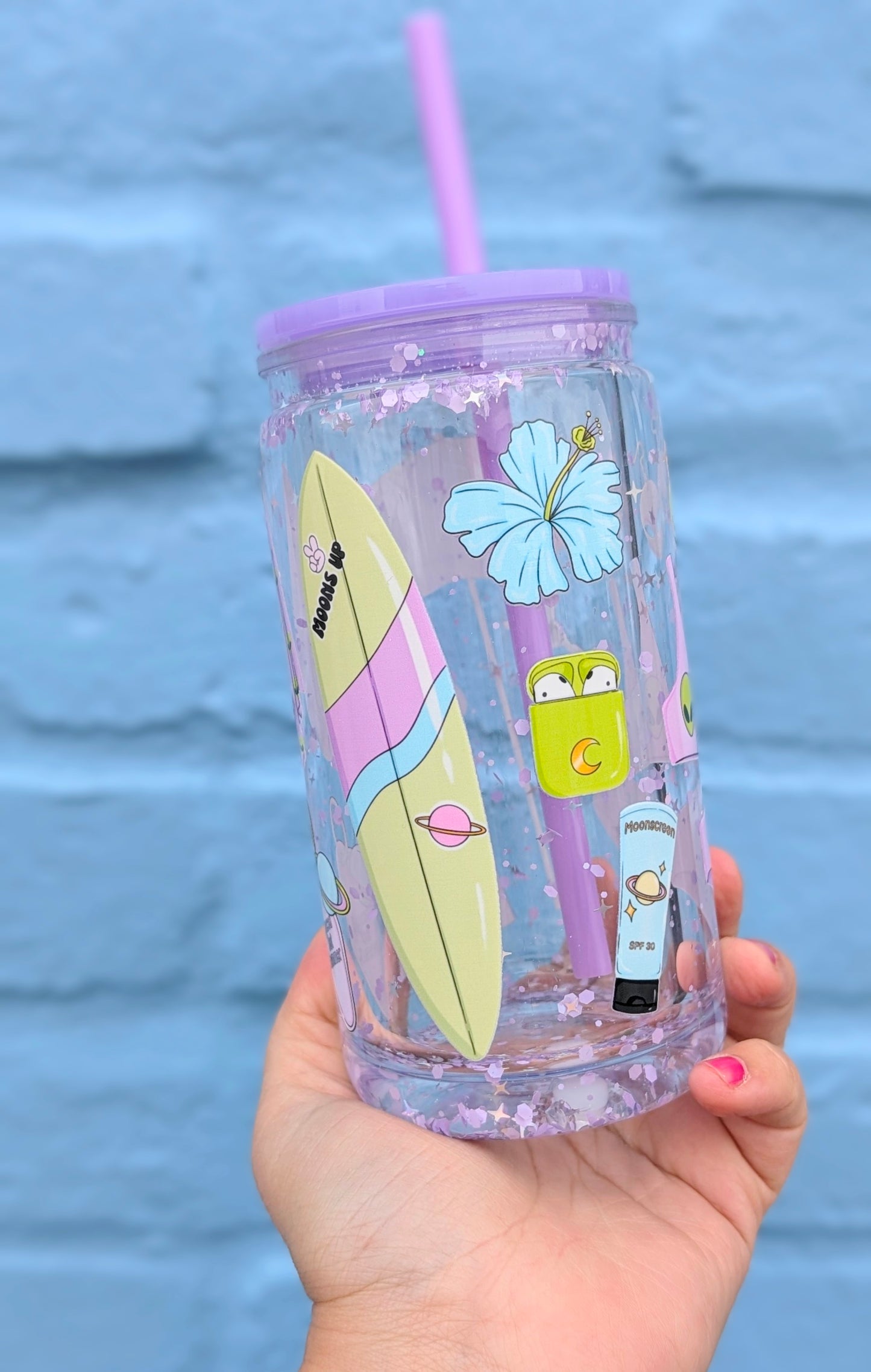 Verre snowglobe : Spaced out Summer Mauve