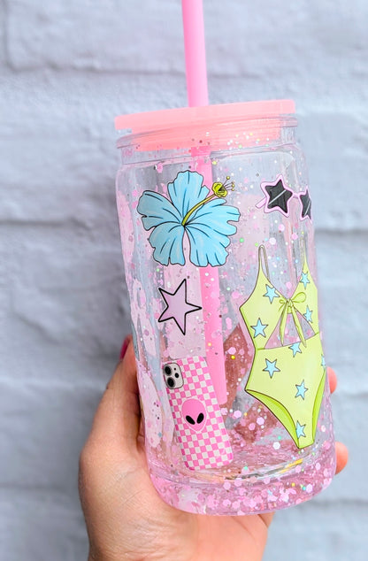 Verre snowglobe : Spaced out Summer Rose
