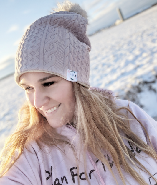 Tuque Hiver : Tricot rose